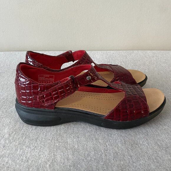 Revere Venice Sandals Red Croc Colour Leather Women’s Size 8 - Picture 1 of 11